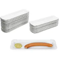 MamboCat Set van 24 PUR papieren borden groot langwerpig van wit porselein - 24302112
