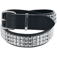 Black premium by emp Riem - Black Three-Row Studded Belt - zwart - Maat 85 cm