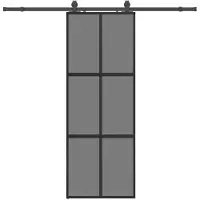 vidaXL Schuifdeur met beslagset 76x205 cm gehard glas zwart