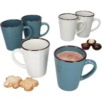 MamboCat Set van 6 ROME wit & blauw steengoed koffiemokken met handvat voor 6 personen - 3x 24323292 & 3x 24323268