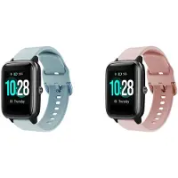 Strap-it Bundel van 2 Siliconen Banden - Geschikt voor ID205L 19mm - Horlogeband / Polsband / Armband - Siliconen Armband - Sportarmband - Roze & Lichtblauw - Waterbestendig & zweetbestendig