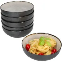 MamboCat Set van 6 steengoed kommen Reactive Glaze Dark Cement voor 6 personen - 24321922