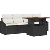 vidaXL Tuinbank Set 5 st Zwart Poly rattan