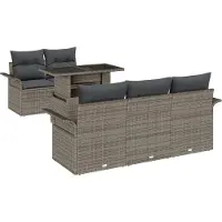vidaXL Tuinbank Set 6 st Grijs poly rattan