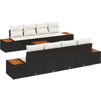 vidaXL Tuinbank Set met kussen 9 pcs Zwart Poly rattan