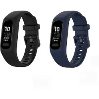 Strap-it Bundel van 2 Siliconen Bandjes - Geschikt voor Garmin Vivosmart 5 - Zwart & Donkerblauw - Sportbandje - Sportarmband - Siliconen Band - Waterbestendig & zweetbestendig