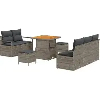 vidaXL Tuinbank Set 8 st 7-Aantal zitplaatsen Grijs