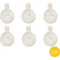 Clayre & Eef Soepbord set van 6 stuks 11x27x3 cm Beige Keramiek Rond Konijn Soepkom