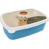 MuchoWow Broodtrommel Blauw - Lunchbox Takken - Vormen - Abstract - Brooddoos 18x12x6 cm - Brood lunch box - Broodtrommels voor kinderen en volwassenen