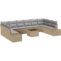 vidaXL Tuinbank Set 10 st 9-Aantal zitplaatsen Beige en Lichtgrijs