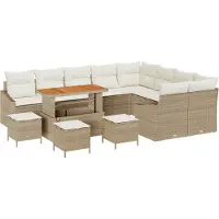 vidaXL Tuinbank Set 13 st 8-Aantal zitplaatsen Beige Poly rattan