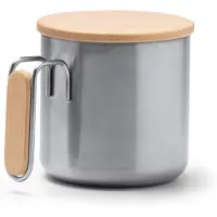 Roly Gerecycled zwarte RVS mok met bamboo deksel 350ml geschikt voor laser techniek model Rimor