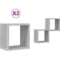 vidaXL Wandplanken Muurmontage 2 st Grijs Sonoma 26 x 15 x 26 cm