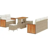 vidaXL Tuinbank Set 10 st 7-Aantal zitplaatsen Beige en Crème