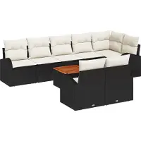 vidaXL Tuinbank Set 9 st Zwart en Crème poly rattan