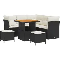 vidaXL Tuinbank Set 8 st 5-Aantal zitplaatsen Zwart en Crème