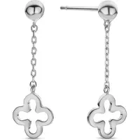 New Bling - 9NBG-0801W - gouden oorbelhangers met klaver - 14 karaat - 20mm - Witgoud