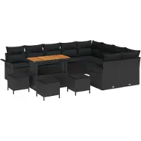 vidaXL Tuinbank Set 12 st Zwart poly rattan