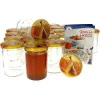 MamboCat Set van 25 potten 435 ml Carino To 82 deksel met honingraat incl. Diamant Gelierzauber receptenboekje