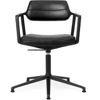 Vipp Bureaustoel Vipp453+ Swivel Chair Black Leather Black Frame / Glijdoppen