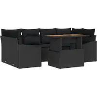 vidaXL Tuinbank Set 7 st Zwart en Bruin