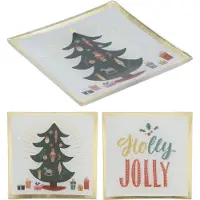 Home & Styling Bord kerst glas 10x10cm kerstboom/tekst