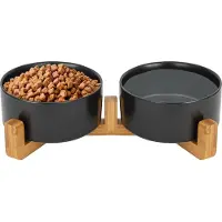 S.old Voerbak Hond - Drinkbak - Met Standaard - 2x 800 ml - Maat M - Zwart