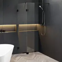 Riho Scandic X402 inloopdouche 120cm met 30cm zijwand zwart mat