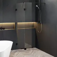 Riho Scandic X402 inloopdouche 140cm met 30cm zijwand zwart mat