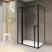Riho Lucid GD203 douchecabine 100x100cm met 30cm zijwand zwart mat
