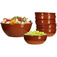 MamboCat 7-delige kleikommen set bruin geglazuurd - 6x kom 350 ml + 1x kom 1L - 6x 99539 + 99537