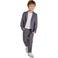 Opposuits kostuum grijs Jongens Polyester Reverskraag Effen - maat 98/104