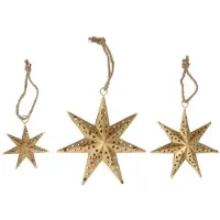 HBX natural living Kersthanger Ster 3-delig goud goud Metaal Kersthanger