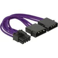 DeLOCK PCIE voedingskabel - 8 polig PCIE male naar 2x 4 polig male