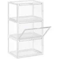 Songmics Kunststof doos met transparante deur, Transparant / 36 x 28 x 22 cm