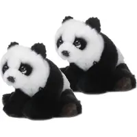 Wnf 2x stuks pluche pandabeer knuffel 15 cm - Dieren speelgoed knuffels