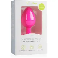 EasyToys Diamond - anaalplug met witte steen - medium - roze