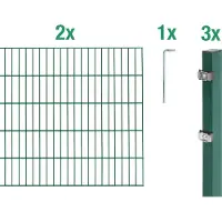 Alberts 642686 dubbelstaafmat hekwerk als 6-delige complete hekwerkset, groen hoogte 140 cm, lengte 4 m