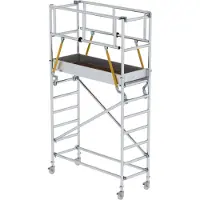 MUNK Günzburger Steigtechnik rolsteiger, aluminium ronde buis, werkhoogte tot 7,2 m, rolbalk 1.500 mm, GS-gekeurd, DIN EN 1004, H 2,10 m