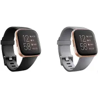 Strap-it Bundel van 2 Siliconen Bandjes - Geschikt voor Fitbit Versa / Versa 2 Maat: L - Zwart & Grijs - Sportbandje - Sportarmband - Siliconen Band - Waterbestendig & zweetbestendig