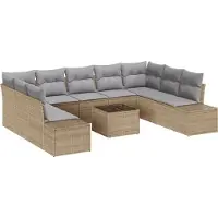 vidaXL Tuinbank Set 9 st 8-Aantal zitplaatsen Beige en Lichtgrijs