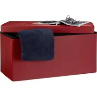Relaxdays Opvouwbare bank + opslag - Zitbank kunstleer - Bankje wit zwart bruin 76x38x38 purper
