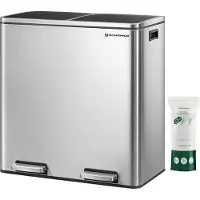Acaza Pedaalemmer met 2 Vakken - Prullenbak met dubbel Compartiment - 2 x 30L - Fingerprintproof