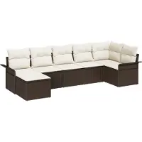 vidaXL Tuinbank Set 7 st Bruin poly rattan