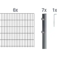 Alberts Dubbelstaafmat hekwerk Basisset Hoogte: 80 - 160 cm, totale lengte: 4 - 30 m, voor plaatsing in beton (set)