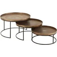 J-Line set van drie bijzettafel rond aluminium roest 76x76x48cm