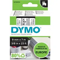 Dymo Tape 40910 (S0720670) Zwart op transparant (9 mm)