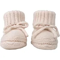 Lodger wollen baby slofjes ecru Jongens/Meisjes Merinowol Effen - maat 6-12 mnd