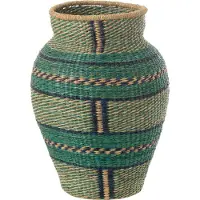 J-Line Vaas Cécile Strepen Zeegras Azuurblauw/Donkerblauw