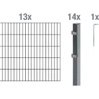 Alberts 650490 dubbelstaafmat hekwerk als 28-delige complete hekwerkset, antraciet, hoogte 80 cm, lengte 26 m